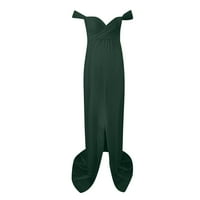 Ležerne haljine za žene Čvrsta sunčana haljina V-izrez Dužina gležnja kratkih rukava zelena s