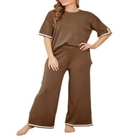 Lamuusaa ženske ležerne odjeće s dugim rukavima posadu na vratu Široke noge hlače Loungewear set Streetwear