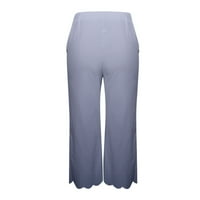 Plaža Capri hlače za žene Ljeto Loose Fit Ravne noge Capris Trendy Print Casual Posteljina Blend pantalone s džepovima
