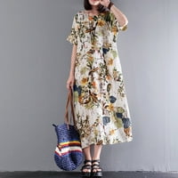 GUVPEV WOMENS Ljetna cvjetna kratka rukava dugačka haljina s veličinama