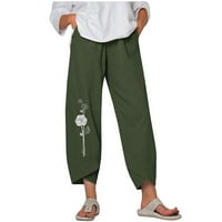 Clearance Labavene hlače Žene Ležerne prilike Cvijeće Ispiši elastični pojas sa džepovima Široke pantalone