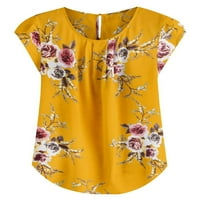 Eleluny Women s kratkim rukavima cvjetna majica s kratkim rukavima Ljetna casual bluza plus veličine