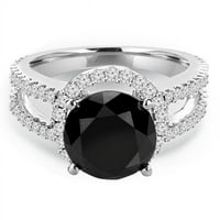 Veličanstvo Diamonds MD190410- 5. CTW okrugli dijamantski dijamantski prsten HALO HALO u 14K bijelom zlatu - veličine 5