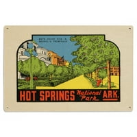 Hot Springs National Park, Arkanzas, Kupa za kupanje, Vintage Advertisement Birch Wood Zidni znak
