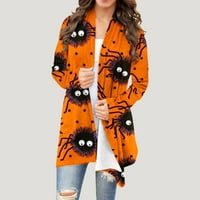 Ženska moda plus veličina Ženska modna halkowena s dugim rukavima od tiskane kardigan jakna s kapuljačom