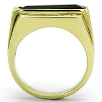TK - IP zlatni prsten od nehrđajućeg čelika sa sintetičkim sintetičkim staklom u jet veličini 8