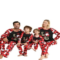 Leuncero mammy tata Child plaid Festival Porodica Pajamas Set Elk Tree Ispisano Provjerite noćnu odjeću