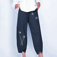 Safuny ženske pamučne posteljine Capri manžetne hlače Djevojke Tube Petal slobodno vrijeme Labavi trendi