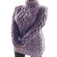 Arvbitana ženska haljina za jesen pletenje, čvrsta boja uwight jacquard dugi rukav visoki kratki džemper