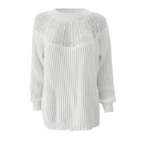 Jeseni džemperi Moderni fit džemper čipka Ležerne prilike izrez Womens Dukseteri Cardigan White XL