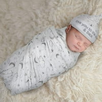 Nowborn Baby Microfiber Wrapdle sa zamotavanjem pazine šešire set slatki cvjetni životinjski print dojenčad