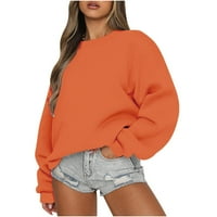 Slatka zvjezdane dukseve CREWNeck džemper s kraljevskom zvezom Y2K Solid Color Sportske dukseve Žene