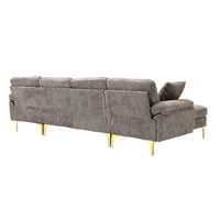 Moderan modularni presjek kauč i otomanski set, udoban naglasak kauč sa ležaljkama sa zlatnim metalnim