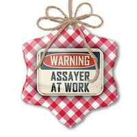 Božićni ukras upozorenja na poslu na poslu Vintage Fun Poznavanje posla Crveni plaid Neonblond
