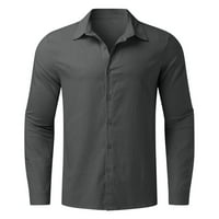 XYSAQA muške pamučne majice dugih rukava Ležerne prilike, lagani vrhovi čvrstog gumba gore majice M-5XL
