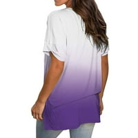 Ženske majice Plus size Ljeto Ženski modni casual gradijent tiskani V-izrez kratkih rukava s majicama