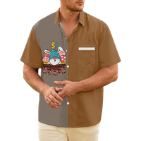 FNNYKO muškarci i dječaci Uskršnje havajske majice Sretan Uskrs casual gumb za print kratkih rukava