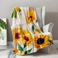 Suncokret cvjetni pokrivač za žene - Vintage Retro cvjetni bacanje za tinejdžerske djevojke Odmaraci