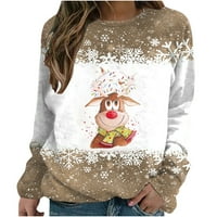 Ružni božićni džemper za žene smiješna slatka košulja za rezanje letelica Striped Boja Block Majica