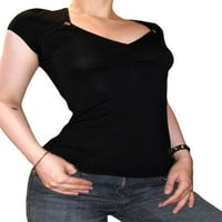 Ženske majice kratkih rukava Dame čipke Spajane V-izreze Summer Casual Slim Fit Tops Streetwear