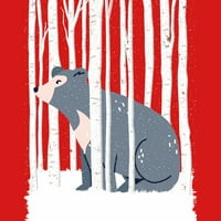 Zima u šumskim djevojkama Crveni grafički tee - Dizajn ljudi M