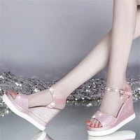 Ženska kristalna platforma sandale, uredski radni sandale Comfort Wedge Sandale, žene Glitter High Heel