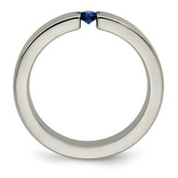 Čvrsti titanijum mat brušeni završetak safir plavi rujan dragi kamen vjenčani prsten veličine 6