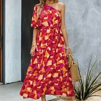 Yuwull Sunkes for Women, Žene Ljeto Jedan ramena Cvijeće Štampanje Elegantna udobna haljina za prozračnost