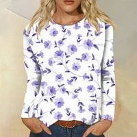 HHEI_K ženski modni casual dugih rukava Print Okrugli pulover za okrugli vrat Top bluza