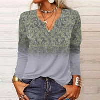Qcmgmg Plus Veličina Aztec Tops Western V izrez Graphic Womens Majica Classic Fit Casual Ljetne majice
