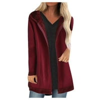 IOPQO Womens Hoodies fleece jakna Ženska modna zimska džepni patentni džepni patentni patentni kaput