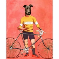 FAB Funky Crna modernog uokvirenog muzeja Art Print pod nazivom - Greyhound Cyclist
