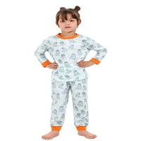 Pajama roditelj-dijete set Halloween Ghost Ispis dugih rukava + visoke hlače za bebe s visokim strukom