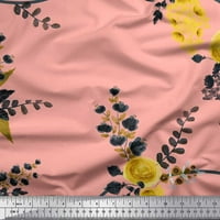 Soimoi ružičasti pol georgette tkanina od listova i cvjetna tiskana tkanina od dvorišta široka