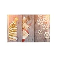 Smiješan božićni santa claus jelena snjegovića i snježne pahuljice placematici stolne prostirke za trpezariju