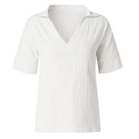 Twifer vrhovi za žene Ženske kratke rukave V izrez Ležerne prilike Labavi vrhovi dame pamučne majice bluza