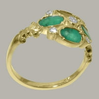 Britanci napravio 10k žuto zlato prirodni dijamant i smaragdni ženski prsten - veličine opcija - veličine