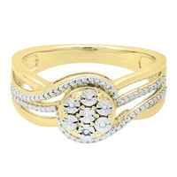 DazzlingRock kolekcija okrugli bijeli dijamantski vrtložni prsten za angažman za žene u 18K žuto zlato,