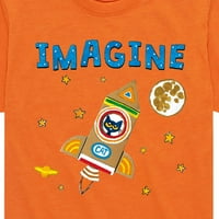 Pete Mačka - zamislite Space Rocket - grafička majica kratkih rukava za mališana i mlade