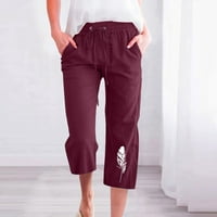 Gatrrgyp Womens plus veličine hlače, moda ženska ležerna štampa elastične labave hlače ravno široke