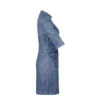 Ležerne haljine za žene plus veličine maxi plus veličine zipper v izrez kratki rukav traper jean boho