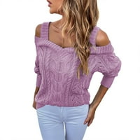 Kontrastni boja Leopard Print Cross Grint Plet džemper Propuštajte džempere za remen za žene pulover
