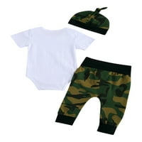Novorođenčad Baby Boy Cotchletter Print White Ramper kamuflažne hlače HATS Boys Odjeća