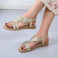 Sandale za žene Modni proljetni ljetni ravni cvijet rhinestone Open Toe Beach Style klizne cipele