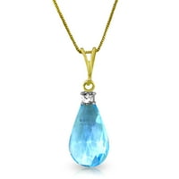 Galaxy Gold 14k14 Žuta zlatna ogrlica s prirodnim dijamantima i plavom topazom
