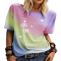 Eleluny Ženska majica kratkih rukava The Casual TEE bluza plus veličine 03purple 4xl
