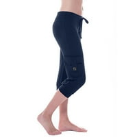 HOKSML pantalone za žene, žene vježbanje tajice Stretch tipka za struk Pocket Yoga teretana obrezane