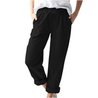 Ženska plus veličina $ $ ženska ležerna džepova od čvrstih boja elastični struk Udobne ravno hlače Black