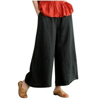 Vivianyo HD Plus Veličina Žene hlače zasebne hlače za žene Ležerne ljetne elastične visokog struka Posteljine
