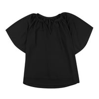 Ženske vrhove Ležerne bluza V-izrez Čvrsta žena Tee kratki rukav vrući prodaja Ljetni bluze crne s